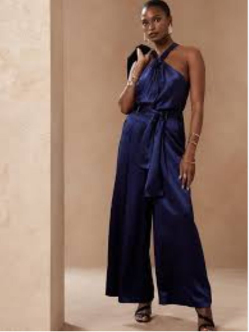 Banana Republic Belay Silk Pant and Tank Top Set, Blue - Size 8/Medium